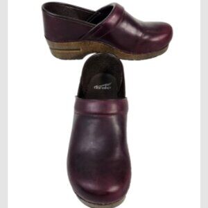 Dansko Professional Clog Shoes Women 10.5-11 (Euro-41) Burgundy Leather Slip-On